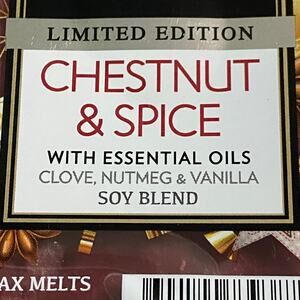 Tuscany Candle Wax Tart Melts Limited Edition Chestnut Spice 2.5oz Clove Vanilla